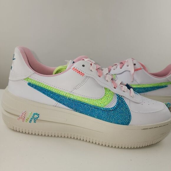 NIKE air force 1 platform pastel custom rhinestone bling sneakers shoes low top - Picture 9 of 11